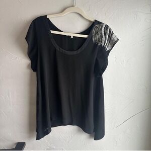 Collective Concepts Black Beaded Lightweight Size S Asymmetrical Goth Whimsigoth